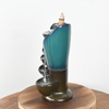 Quemador de incienso de reflujo de cascada de cerámica azul Soporte de incienso de cono