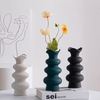 Jarrones de cerámica de diseño de estilo de estilo de estilo rosa, azul, negro, blanco, de tres capas para la decoración del hogar