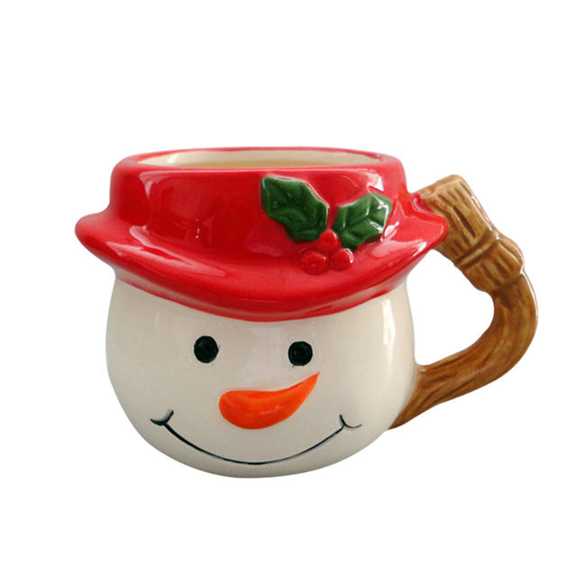 Copa de helado de cerámica con diseño de muñeco de nieve con sombrero