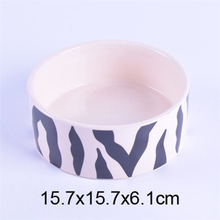 Impresión de alimentador de cerámica para mascotas Patrón de rayas negras Cuenco de cerámica para perros y cuenco para gatos