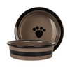 Círculo negro con huellas Pie de perro de cerámica circular impreso Alimentador de mascotas de cerámica rosa Tazón de perro