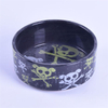 Cuadro de calavera con estampado de esmalte negro Comedero de cerámica para mascotas Tazón de cerámica para perro