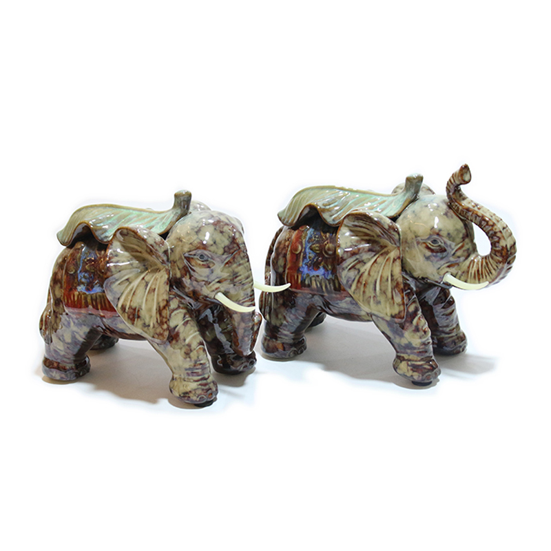 Decoración de mesa de hogar de elefante de cerámica vintage