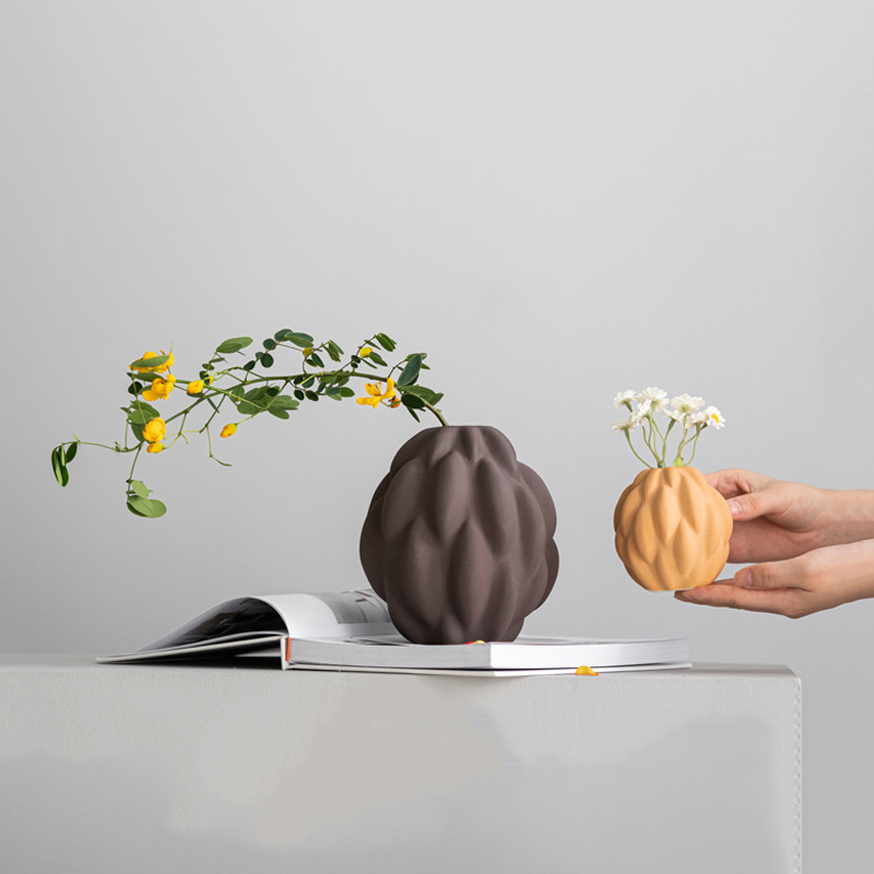 Sistema de cerámica del florero del arte de encargo del OEM (S/M/L), maceta texturizada mate moderna del brote para el abastecimiento al por mayor a granel