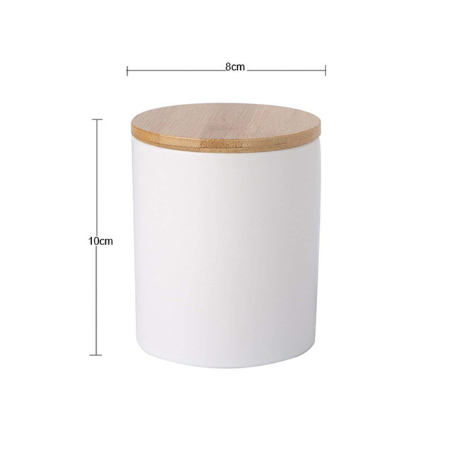 Maceta de cerámica blanca Con tapa de bambú Vela de cerámica