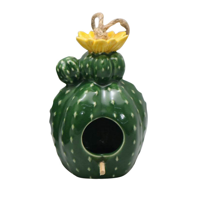 planta Cactus estilo verde Tipo de suspensión cerdo de cerámica Comedero para pájaros