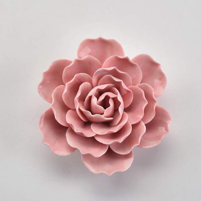 Rosa rosa flor estilo decoración del hogar decoración de la boda flor de porcelana estatuilla estatua cerámica flor
