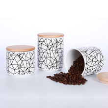 Con tapa de bambú Tienda Galletas de caramelo Café Patrón de tira impresa Tarro de cerámica