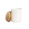 Maceta de cerámica blanca Con tapa de bambú Vela de cerámica