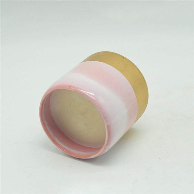 Vela de cerámica chapada en rosa y oro con diseño Vela de cerámica
