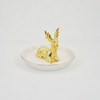 Golden Milu Deer Design Home Decor Gift Jewelry Display Tray Regalo de boda Anillo de cerámica Holder Custom Trinket Tray