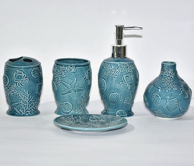 Sea Style Set Five Bathroom Accesorios de baño sanitarios Set de accesorios de baño de cerámica