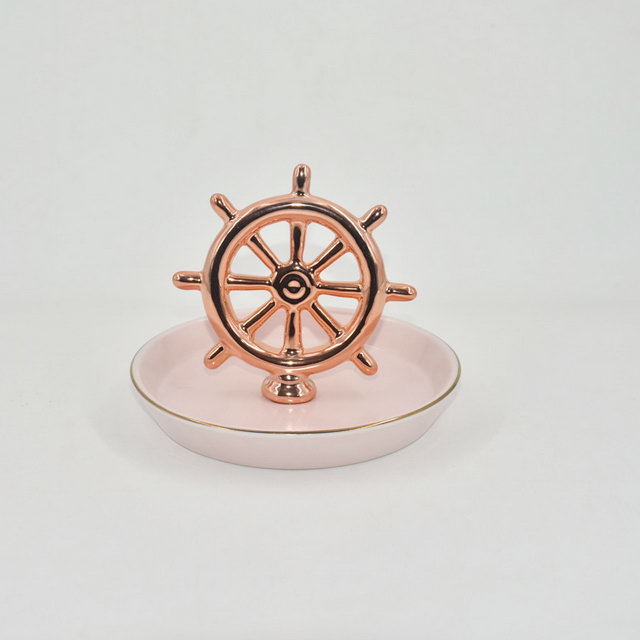 Bandeja de baratija de regalo de decoración de hogar de estilo unicornio rosa Bandeja de exhibición de joyería de titular de anillo de bodas de cerámica