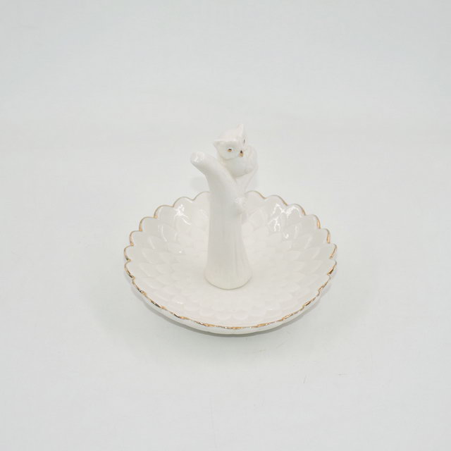 Owl Style Home Decor Gift Jewelry Display Tray Regalo de boda Anillo de cerámica Holder Custom Trinket Tray