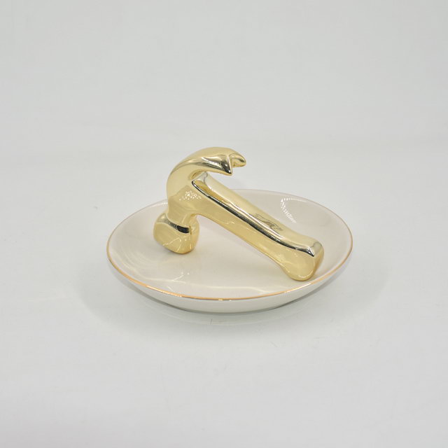 Artículo de venta caliente Decoración para el hogar Regalo Bandeja de exhibición de joyería Regalo de boda Soporte de anillo de cerámica Bandeja de baratija personalizada