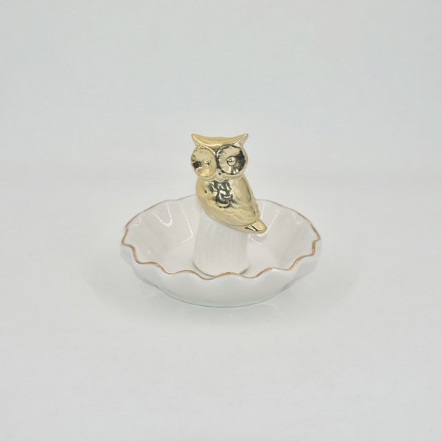 Zapato dorado y decoración de boda de estilo negro Bandeja de joyería de regalo Bandeja de baratija Soporte de anillo de bodas de cerámica