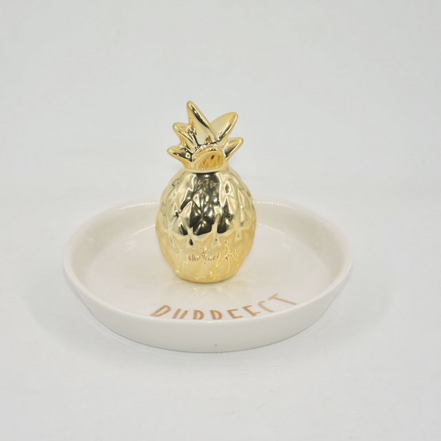 Bandeja de exhibición de joyería de regalo de decoración para el hogar de alta calidad Regalo de boda Soporte de anillo de cerámica Bandeja de baratija personalizada