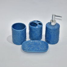 Conjunto de estilo azul Cuatro accesorios sanitarios de baño Accesorios de baño Conjunto de baño de cerámica