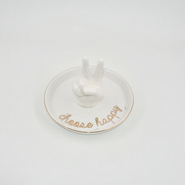 Bandeja de baratija de regalo de decoración del hogar OEM Bandeja de exhibición de joyería de titular de anillo de bodas de cerámica
