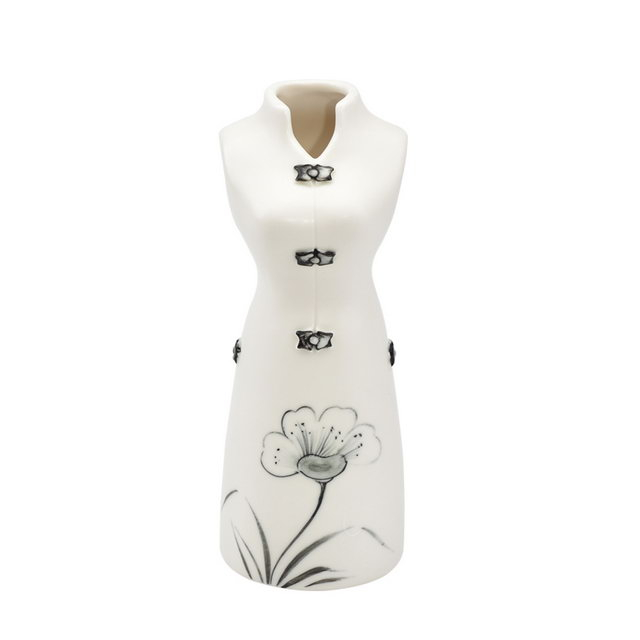 Moda pura pintura a mano china mujer característica decoración del hogar decoración flor porcelana moderna cerámica florero de boda