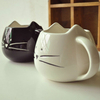 Taza de café o té de cerámica de estilo felino de color blanco o negro