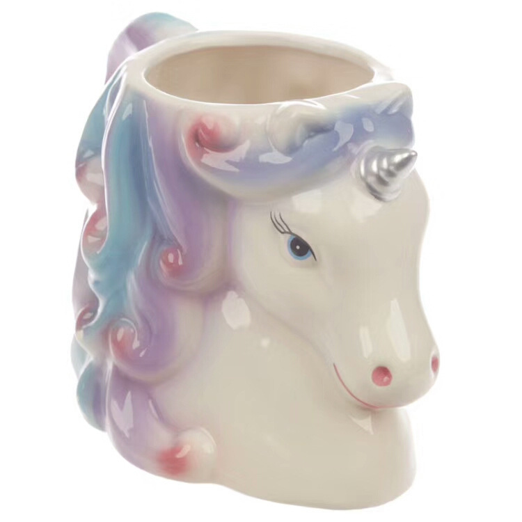 Vaso de cerveza de cerámica con forma de unicornio