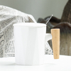 logotipo personalizado caja de regalo juego de tazas de café de porcelana Asas de madera Taza de cerámica