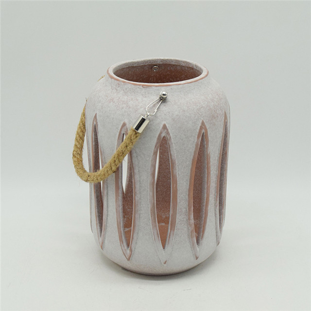Cilindro de cerámica de color nuevo más vendido que ahueca el estilo del molino de viento que ahueca la linterna de huracán