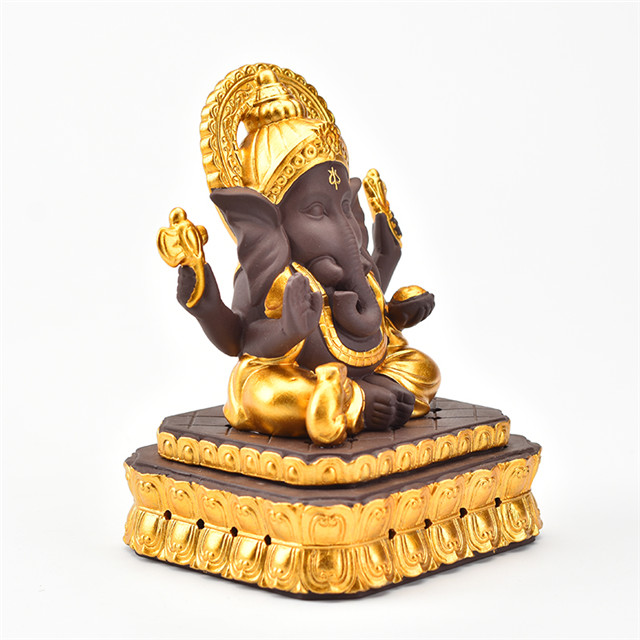 Ceramic Golden Ganesha incienso quemador suministro de bodas Censador de censurador Cascada fluida de flujo de flujo 