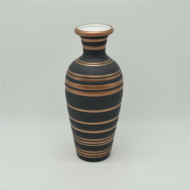 Jarrón de cerámica de estilo moderno, puntos blancos, estilo rugby, color oro negro
