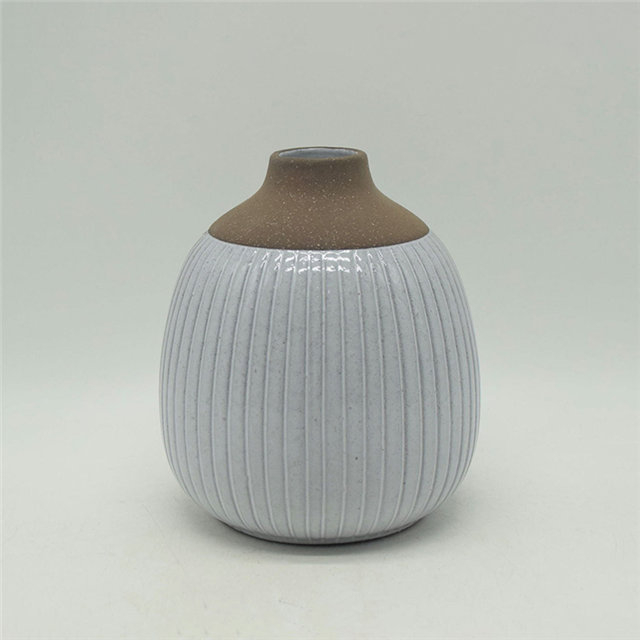 Decoración del hogar Decoración de mesa Florero de cerámica Decoración de escritorio Poliedrosis Decoración de escritorio Florero de cerámica gris blanco