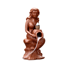 Diosa de cerámica Sirena se baña Fragancia que fluye Quemador de incienso de reflujo de cerámica