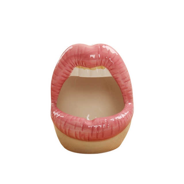 Cenicero de cerámica con boca abierta sexy y boca grande sexy