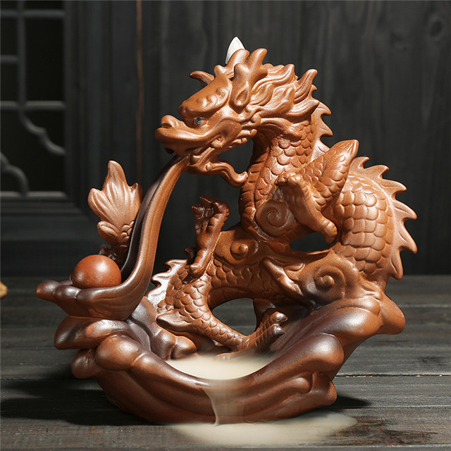 Hilo Enchufe de incienso Cascada de cerámica Incienso de reflujo Gran dragón Quemador de incienso de reflujo de dragón de cerámica
