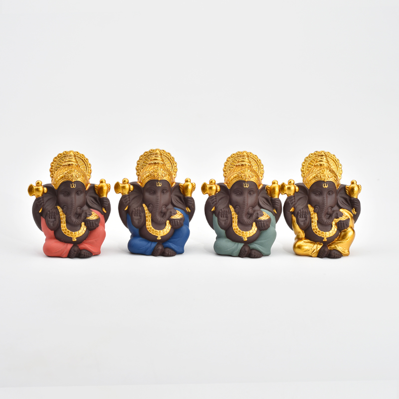 Venta caliente Decoración para el hogar Regalo de boda Color diferente Elija Estatua de cerámica dorada Ganesha