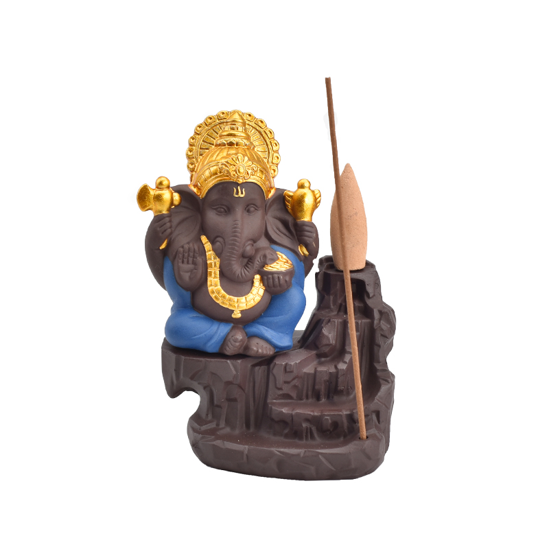 Soporte de incensario personalizado Cascada Flujo de humo Reflujo Cerámica Diferentes colores Elija Quemador de incienso Ganesha